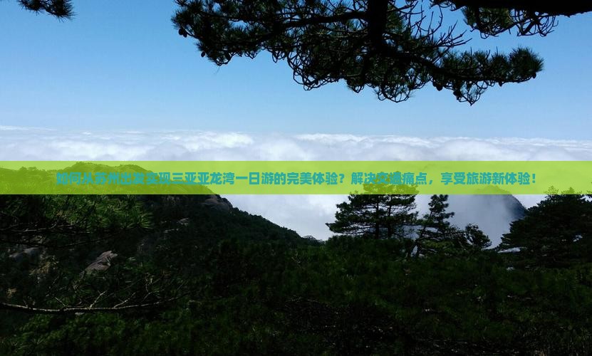 如何从苏州出发实现三亚亚龙湾一日游的完美体验？解决交通痛点，享受旅游新体验！