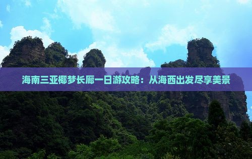 海南三亚椰梦长廊一日游攻略：从海西出发尽享美景