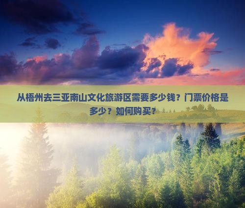 从梧州去三亚南山文化旅游区需要多少钱？门票价格是多少？如何购买？