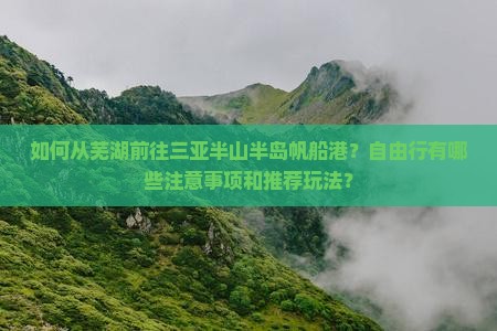 如何从芜湖前往三亚半山半岛帆船港？自由行有哪些注意事项和推荐玩法？