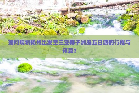 如何规划扬州出发至三亚椰子洲岛五日游的行程与预算？