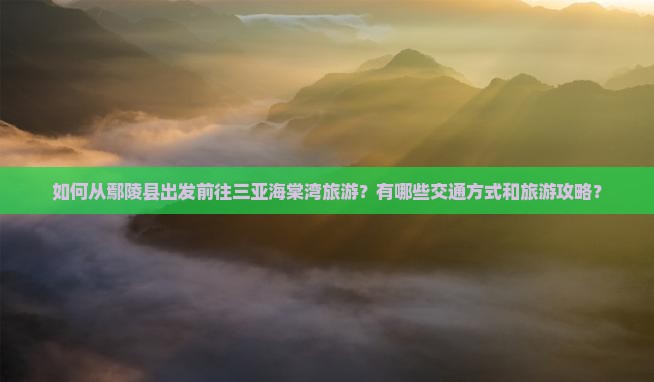 如何从鄢陵县出发前往三亚海棠湾旅游？有哪些交通方式和旅游攻略？
