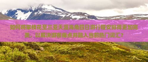 如何将攀枝花至三亚天涯海角四日游行程安排得更加完美，以解决游客痛点并融入当前热门词汇？