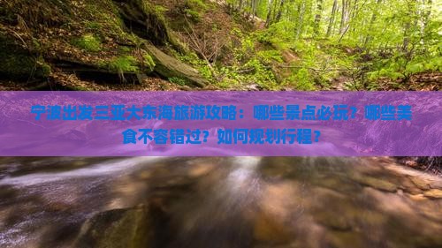 宁波出发三亚大东海旅游攻略：哪些景点必玩？哪些美食不容错过？如何规划行程？