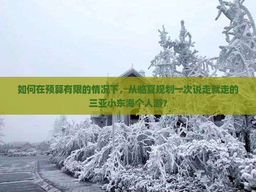 如何在预算有限的情况下，从临夏规划一次说走就走的三亚小东海个人游？