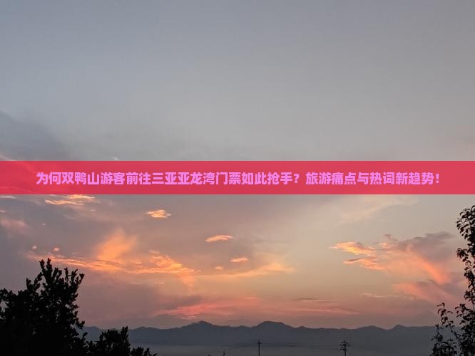 为何双鸭山游客前往三亚亚龙湾门票如此抢手？旅游痛点与热词新趋势！
