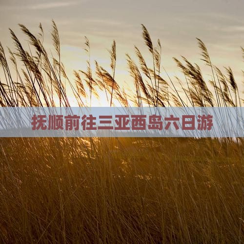 抚顺前往三亚西岛六日游