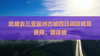 武威去三亚崖洲古城四日游攻略及费用、票详情