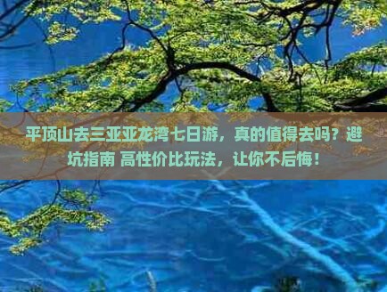 平顶山去三亚亚龙湾七日游