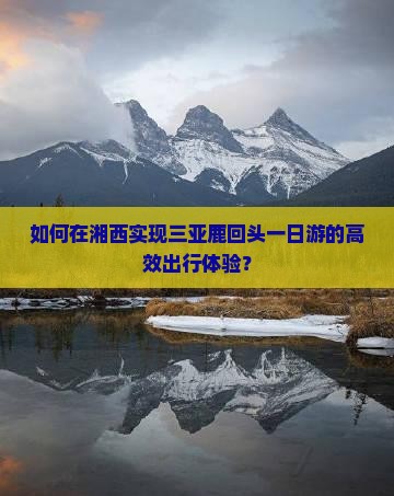 如何在湘西实现三亚鹿回头一日游的高效出行体验？