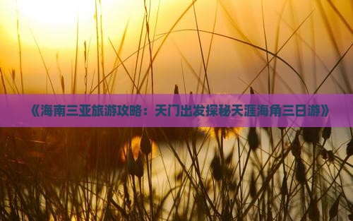 《海南三亚旅游攻略：天门出发探秘天涯海角三日游》