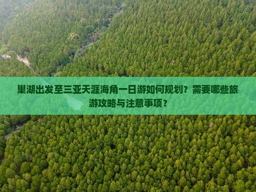 巢湖出发至三亚天涯海角一日游如何规划？需要哪些旅游攻略与注意事项？