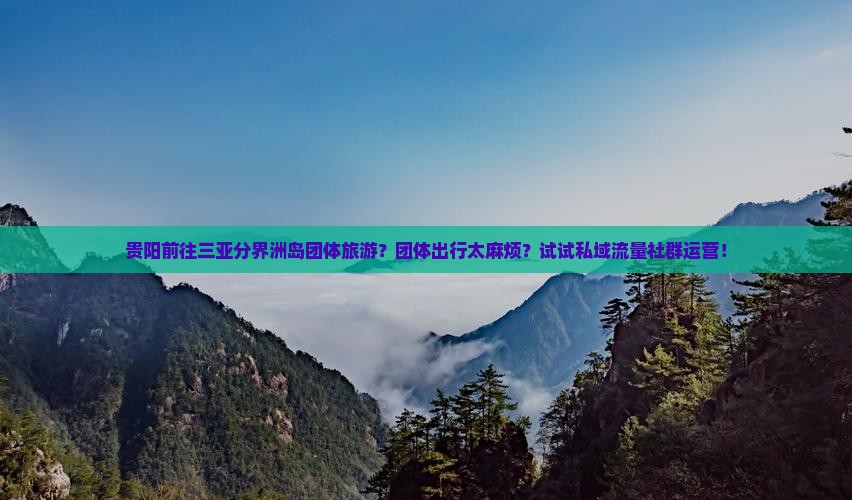 贵阳前往三亚分界洲岛团体旅游？团体出行太麻烦？试试私域流量社群运营！