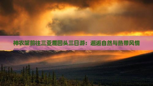 神农架前往三亚鹿回头三日游：邂逅自然与热带风情