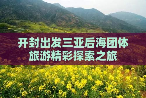 开封出发三亚后海团体旅游精彩探索之旅