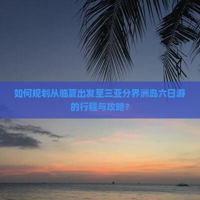 如何规划从临夏出发至三亚分界洲岛六日游的行程与攻略？