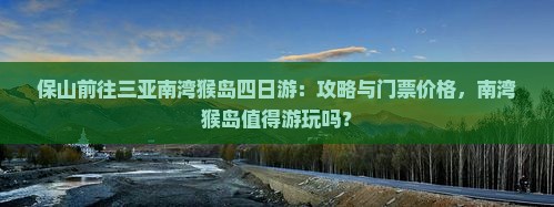 保山前往三亚南湾猴岛四日游：攻略与门票价格，南湾猴岛值得游玩吗？