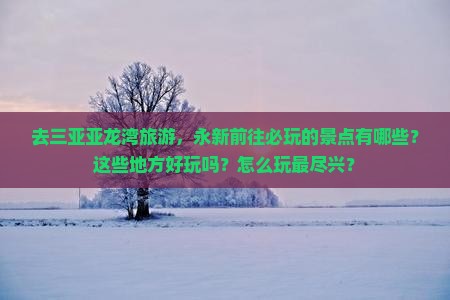 去三亚亚龙湾旅游，永新前往必玩的景点有哪些？这些地方好玩吗？怎么玩最尽兴？