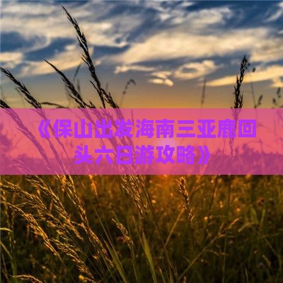 《保山出发海南三亚鹿回头六日游攻略》