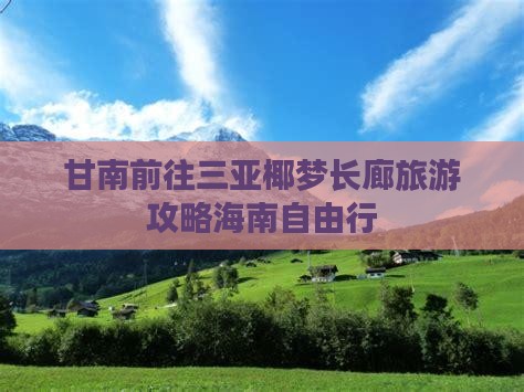 甘南前往三亚椰梦长廊个人游