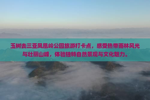 玉树去三亚凤凰岭公园旅游打卡点