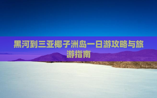 黑河去三亚椰子洲岛一日游