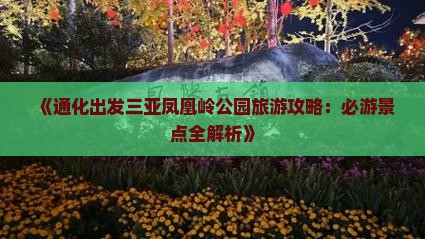 《通化出发三亚凤凰岭公园旅游攻略：必游景点全解析》
