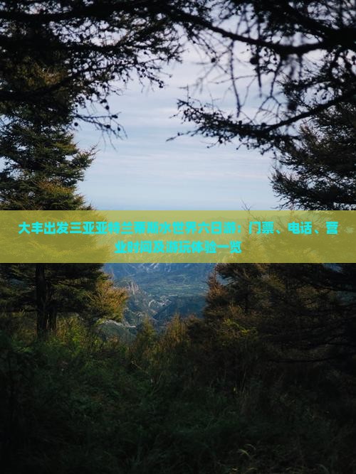 大丰出发三亚亚特兰蒂斯水世界六日游：门票、电话、营业时间及游玩体验一览