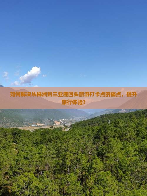 如何解决从株洲到三亚鹿回头旅游打卡点的痛点，提升旅行体验？