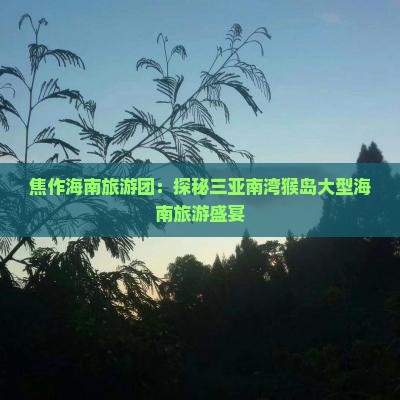 焦作海南旅游团：探秘三亚南湾猴岛大型海南旅游盛宴