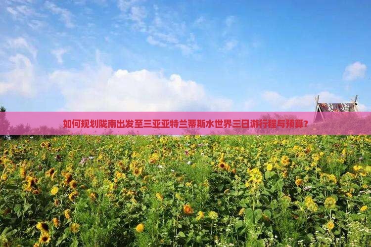 如何规划陇南出发至三亚亚特兰蒂斯水世界三日游行程与预算? 如何规划陇南出发至三亚亚特兰蒂斯水世界三日游行程与预算?