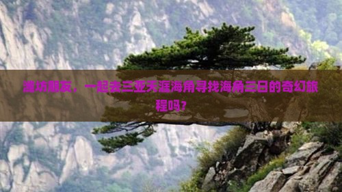 潍坊朋友，一起去三亚天涯海角寻找海角三日的奇幻旅程吗？