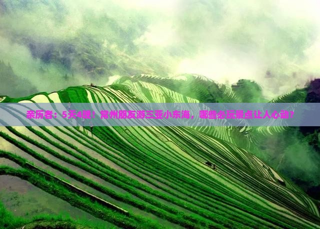 亲历者：5天4晚！常州朋友游三亚小东海，哪些必玩景点让人心动？