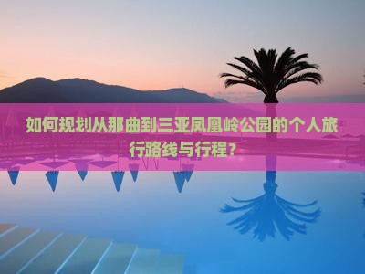如何规划从那曲到三亚凤凰岭公园的个人旅行路线与行程？