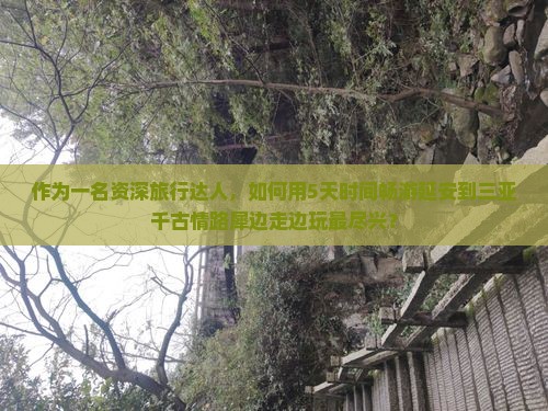 作为一名资深旅行达人，如何用5天时间畅游延安到三亚千古情路犀边走边玩最尽兴？