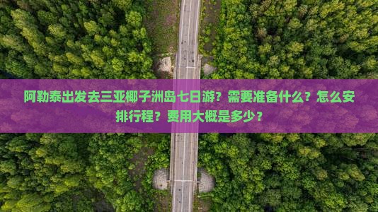 阿勒泰出发去三亚椰子洲岛七日游？需要准备什么？怎么安排行程？费用大概是多少？
