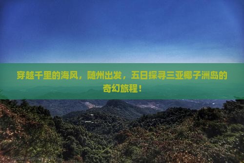 穿越千里的海风，随州出发，五日探寻三亚椰子洲岛的奇幻旅程！