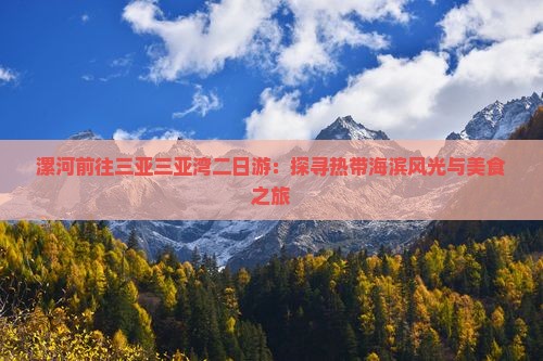 漯河前往三亚三亚湾二日游：探寻热带海滨风光与美食之旅