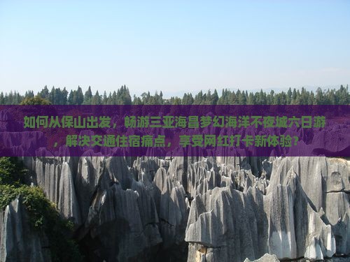 如何从保山出发，畅游三亚海昌梦幻海洋不夜城六日游，解决交通住宿痛点，享受网红打卡新体验？