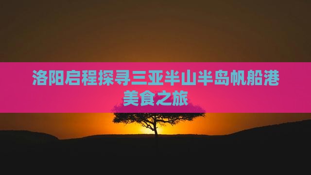 洛阳启程探寻三亚半山半岛帆船港美食之旅