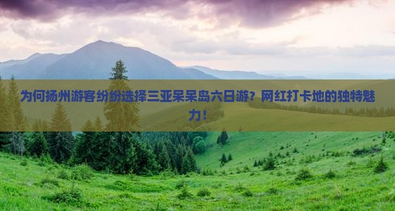 为何扬州游客纷纷选择三亚呆呆岛六日游？网红打卡地的独特魅力！