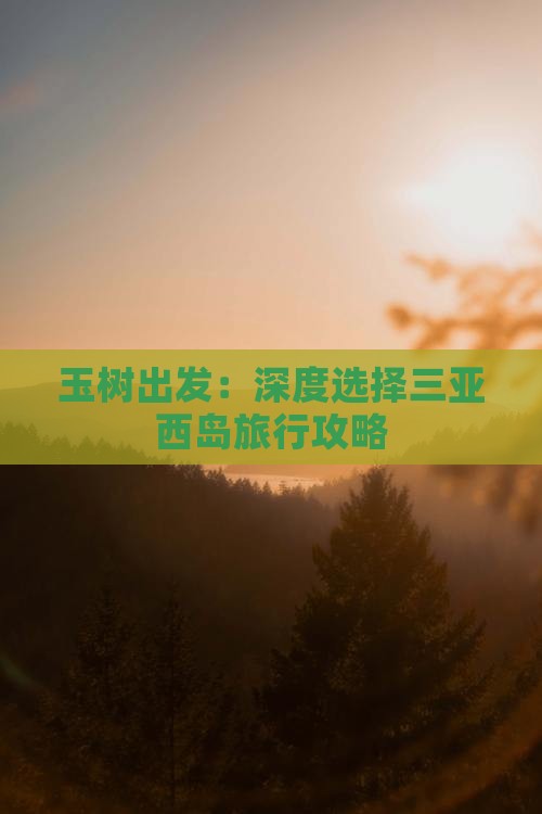 玉树出发：深度选择三亚西岛旅行攻略