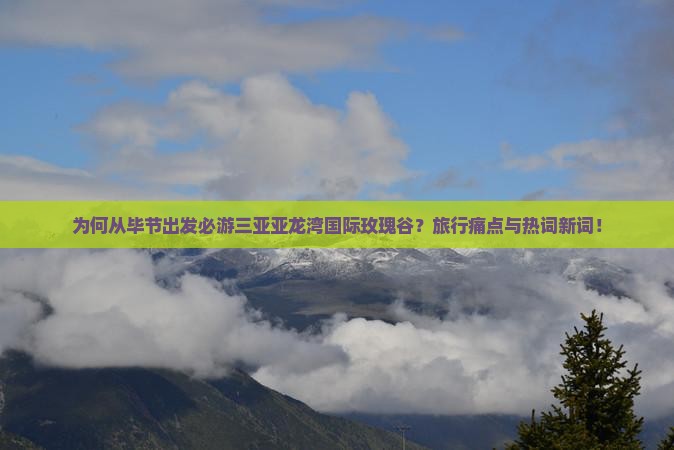 为何从毕节出发必游三亚亚龙湾国际玫瑰谷？旅行痛点与热词新词！