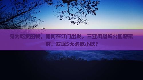 身为吃货的我，如何在江门出发，三亚凤凰岭公园游玩时，发现5大必吃小吃？