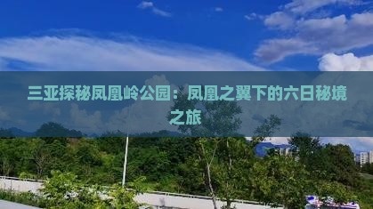 三亚探秘凤凰岭公园：凤凰之翼下的六日秘境之旅