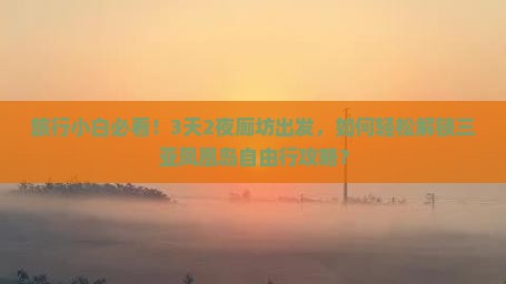 旅行小白必看！3天2夜廊坊出发，如何轻松解锁三亚凤凰岛自由行攻略？