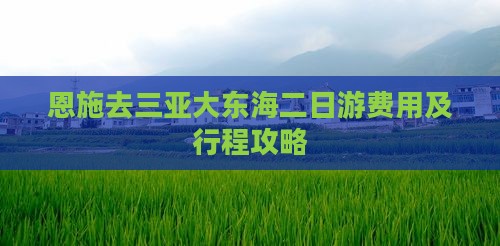 恩施去三亚大东海二日游费用及行程攻略