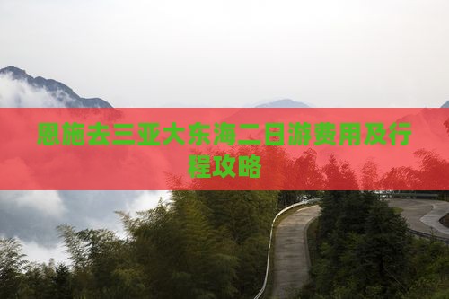 恩施去三亚大东海二日游费用及行程攻略