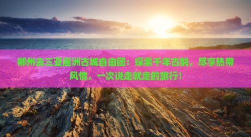 郴州去三亚崖洲古城自由团