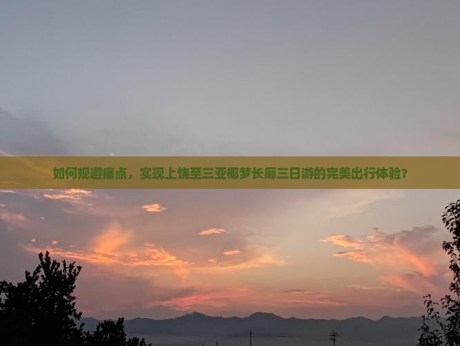 如何规避痛点，实现上饶至三亚椰梦长廊三日游的完美出行体验？